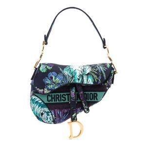 Dior Canvas Embroidered Floral Saddle Bag